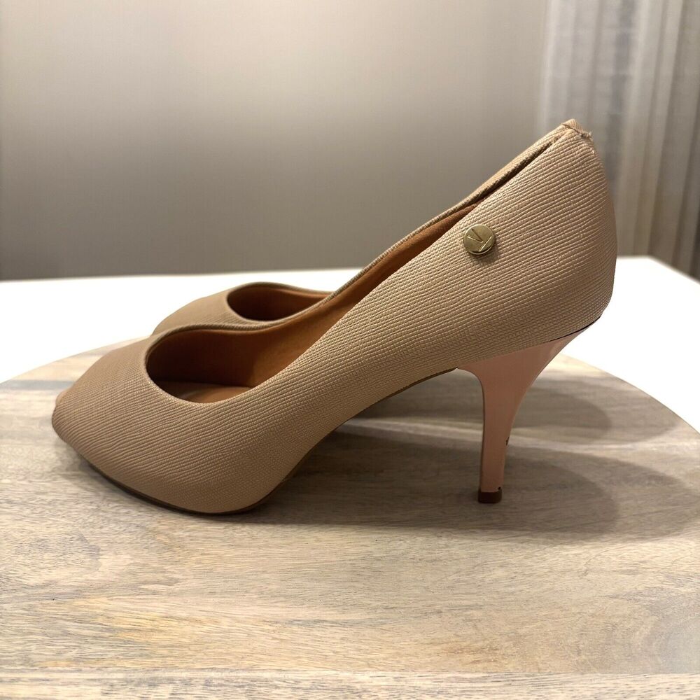 Vizzano Women's Terracota Classic Peep Toe Leather Pumps‎ Shoes Heels US Size 10